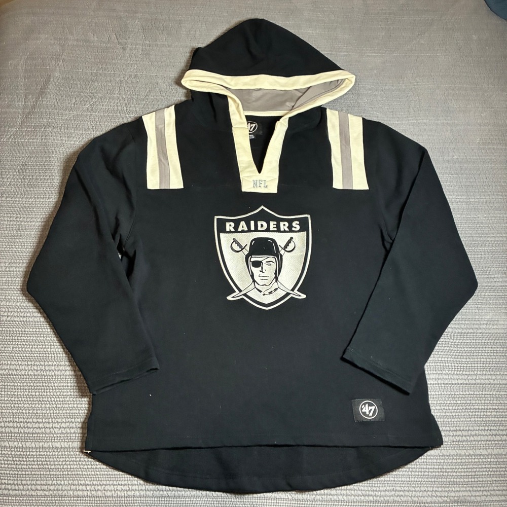 47 Brand Las Vegas Raiders Hoodie Mens Large Black Hockey Jersey NFL Pullover